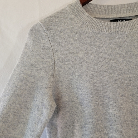 AQUA Cashmere Heather Gray  Sweater Top Sz S Long Sleeve Old Money Quite Luxury - Picture 5 of 11